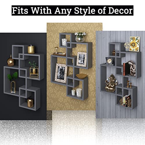 Gray Floating Cube Shelves (Grey / 4)