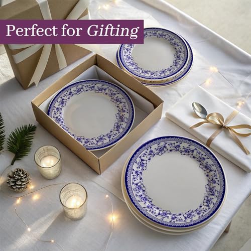 Royal 12 Piece Porcelain Dinnerware Set for 4 (Aster Blue / 12)