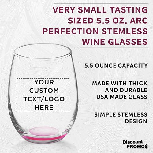Custom Stemless Wine Glasses by ARC 5.5 oz Set of 12 (100 Count)