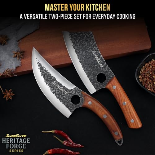 2PCS Hand Forged Butcher Knife Set