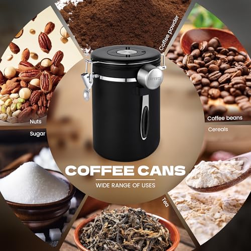Airtight Coffee Canister 38oz Stainless Steel (Black / 38 oz)