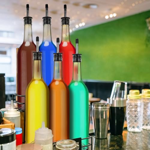 20 Pcs Long Neck Glass Bottles with Pourers for Bar Wine Syrup