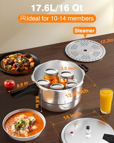 16Qt Aluminum Pressure Cooker w (16 Quarts)