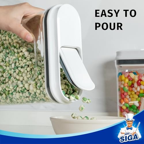 Airtight Cereal Dispenser Set (Transparent/White / Medium)