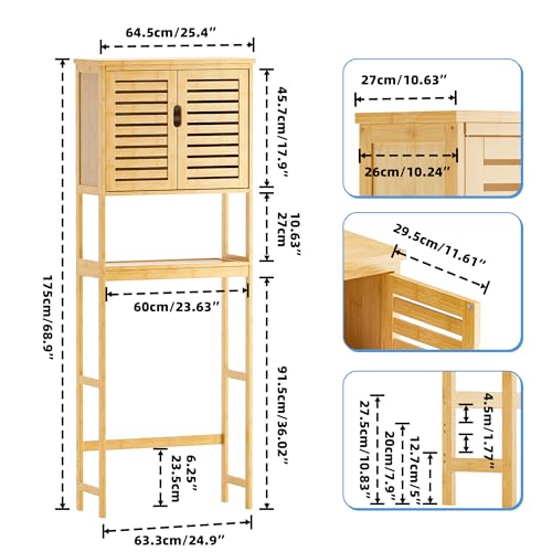 Bathroom Over The Toilet Storage Cabinet (Natural)