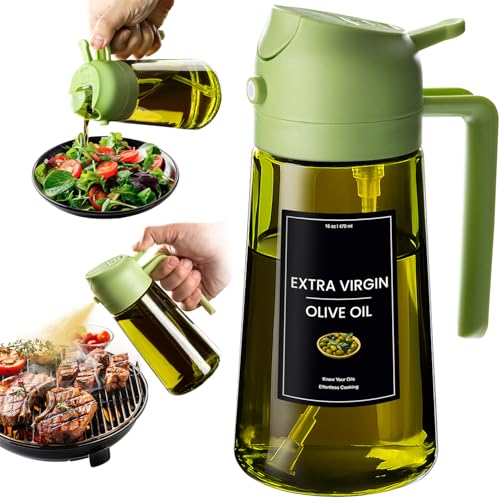 16oz 470ml Olive Oil Dispenser for Kitchen with Stickers (Light-Proof /w Stickers / Green-02)