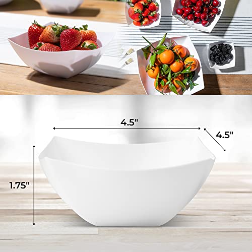 4 Pack Disposable White Plastic Serving Bowls 4 Square Party Candy Use 8oz (8 OUNCE / White)