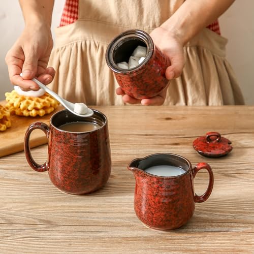 Ceramic Sugar and Creamer Set (Red)