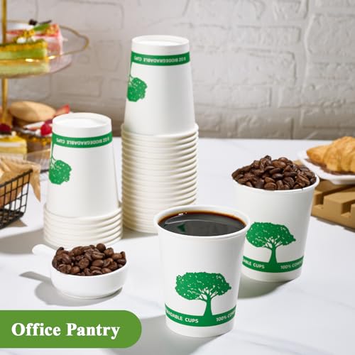 400 Pack Compostable Paper Cups (White)