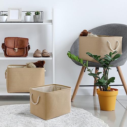 Organization and Storage Basket for Organizing (Beige / 3PCS/Large Cube - 16L×12W×12H)