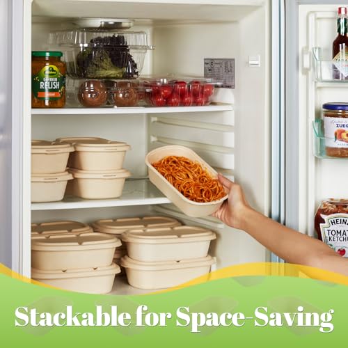 100% Eco Friendly] Disposable Food Containers with Lids (24 OZ)