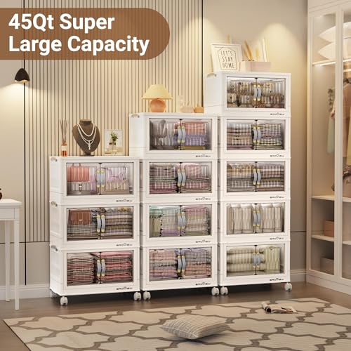 135Qt Stackable Storage Bins with Lid (White / 45QT-3Pack)
