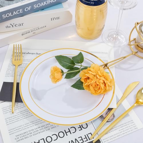 100PCS Gold Plastic Plates (Gold / 100 PCS)