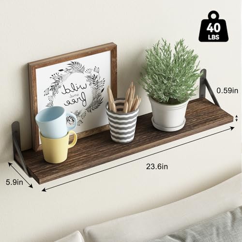23.6in Floating Shelves for Wall Home Decor (Brown / 23.6 x 6.1 x 0.59 inches)
