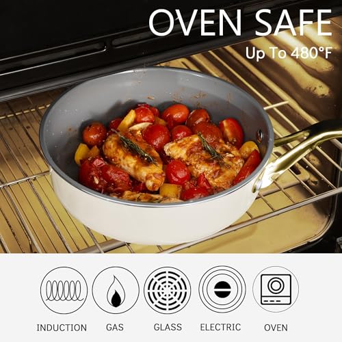 7 Piece Ceramic Cookware Set (White / 7pc set)