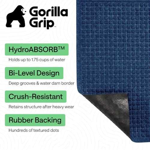 HydroABSORB Door Mat for Indoor Outdoor Use (Blue / 29" X 17")