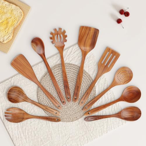 Wooden Spoons for Cooking (10 PCS Set)