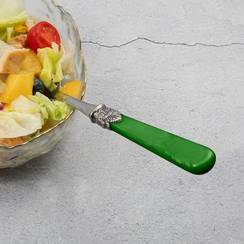 2 piece Salad Servers Stainless Steel Salad Serving Set Salad Fork and Spoon (Deep Green)