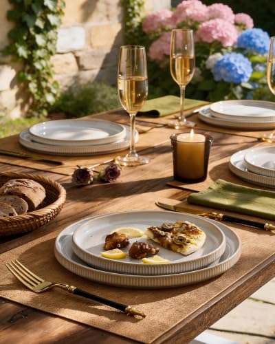 Ceramic Dinnerware Sets for 4 (Cappuccino White)