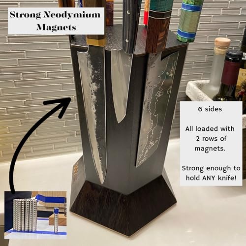 Walnut) ROTATING Magnetic knife block (Walnut)