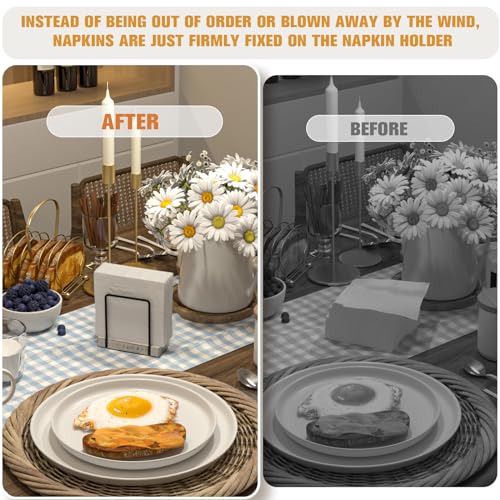 Napkin Holder for Table (Black/Farmhouse White / 5.78 x 2.51 x 5.04 inches)