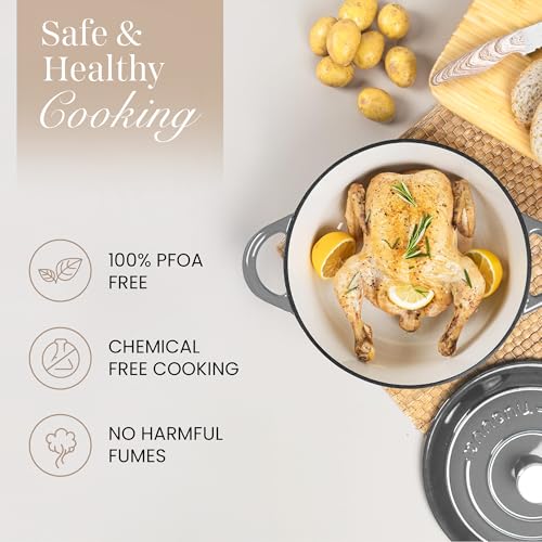Cast Iron Dutch Oven with Lid (Grey / 7.3-Quart - Deep)
