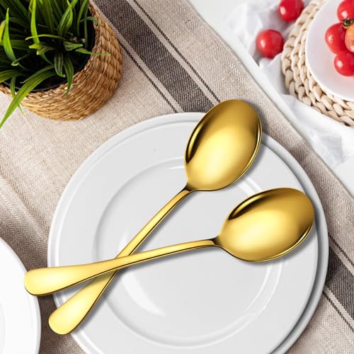 Stainless Steel Serving Spoons Set (8 Pieces (Large Only) / Gold)