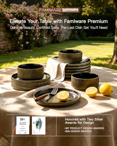 Dinnerware Set for 6 (Black/Gold)