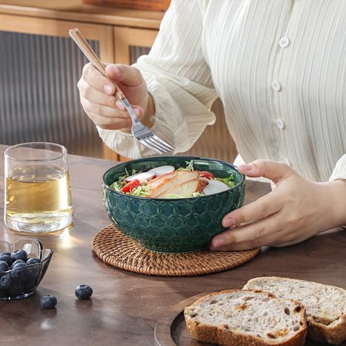 Cereal Bowls 30 Ounce Ceramic Green Soup Bowl for Kitchen (30 OZ / Green)