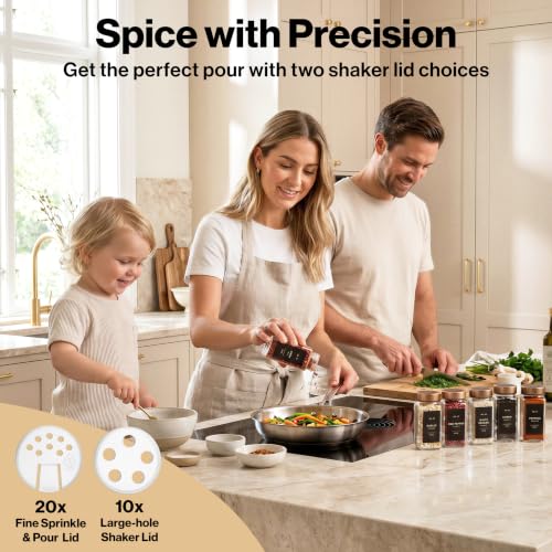 Glass Spice Jars with Label (Champagne Bronze Stainless Steel Lid)