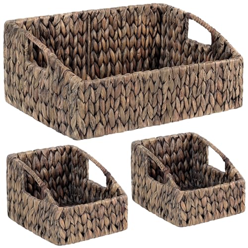 Set of 3 Handwoven Storage Baskets (Espresso)