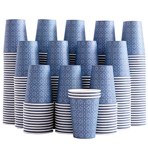 240 Pack Paper Cups 10 oz Bulk Disposable Coffee Cups Navy Floral (Navy / 10 oz-240)