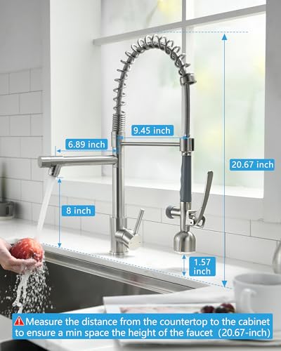 Commercial Pull Down Sprayer Brushed Nickel Kitchen Faucet (Brushed Nickel)