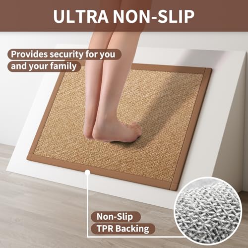 Kitchen Runner Rugs Non Slip Washable Long Kitchen Mats Brown 17"x59" (7 Sq Ft)