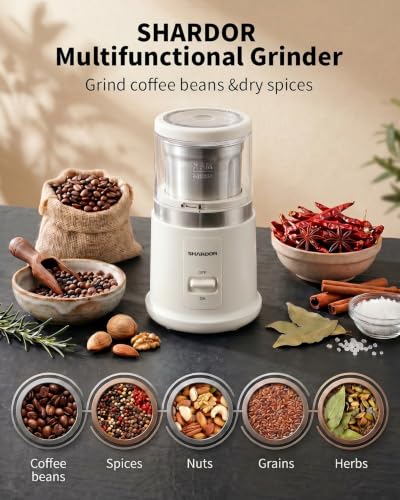 Quiet Coffee Grinder Electric (White / 2 BOWL)