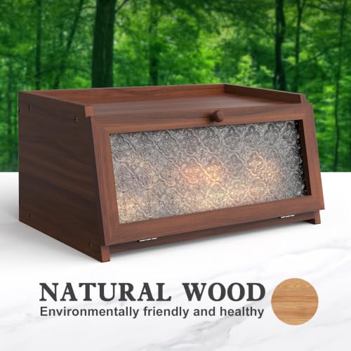 Bread Box for Kitchen Countertop (Brown Crabapple / 1‑tier)