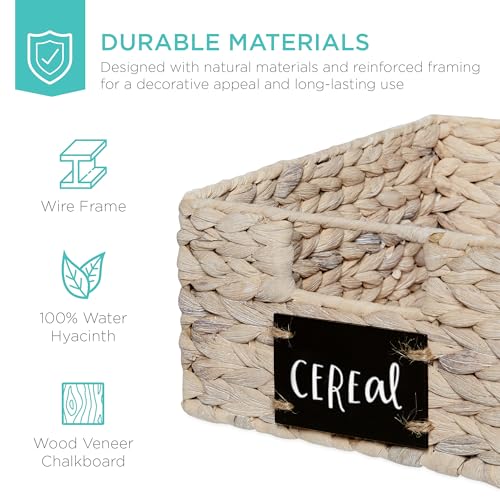 Set of 4 9x12in Water Hyacinth Pantry Baskets (9x12x5in / White)