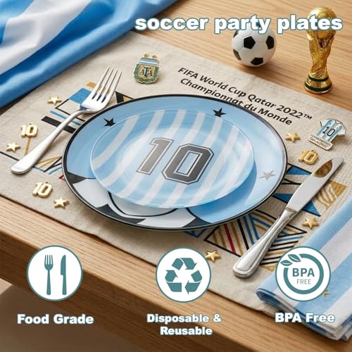 20Pcs Blue Plastic Soccer Plates (20 Pieces / Blue)