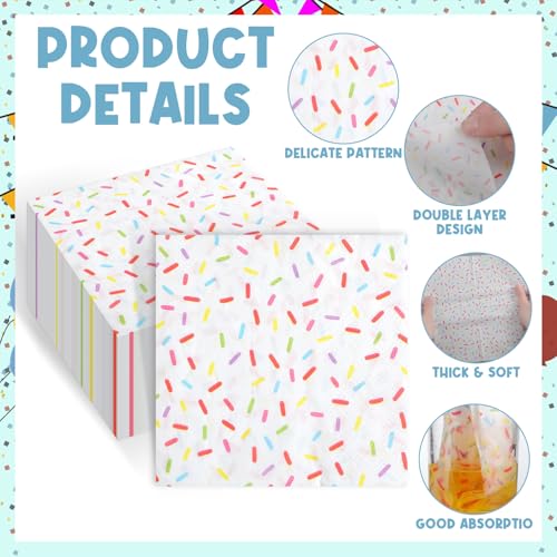 100 Pcs Sprinkles Donut Napkins Birthday Party