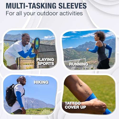 Non Slip Cooling Arm Sleeves for Men & Women (1 Pair: Dark Blue / One Size)