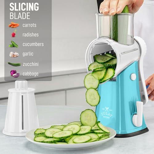 Rotary Cheese Grater Manual Hand Crank 5 Blade Shredder