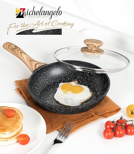 8 Inch Nonstick Frying Pan with Lid (Black Granite / 8 Inch)