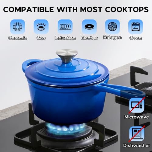 2 Quart Enameled Cast Iron Saucepan (Deep Blue / 2 Quarts)