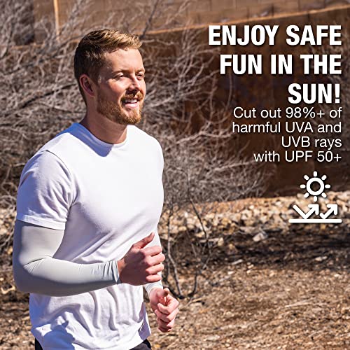 Cooling Arm Sleeves for Men & Women (4 Pairs: 2 Pairs White + 2 Pairs Gray / One Size)
