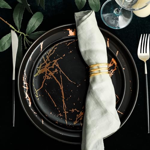 Gold Splash Dinnerware Set (16 Piece - Service for 4 / Black & Gold)