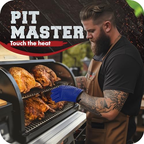 S Silicone Smoker BBQ Gloves (Azure / Small)
