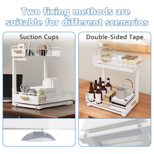 Under Sink Organizer Kitchen (Double Layer / White-2 Pack)
