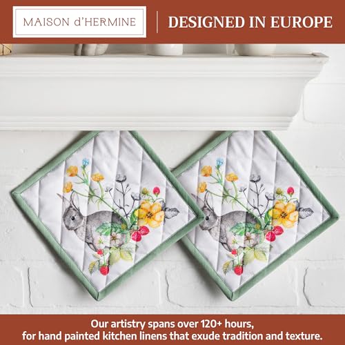 Pot Holders 100% Cotton Potholders (035 - Printemps / 8" x 8" (Pot Holder Pack of 2))