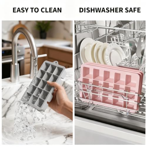 Silicone Ice Cube Tray 3 Pack (Ice Cube Tray 3 Pack / Blue+Gray+Pink)