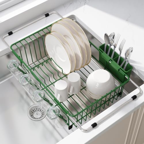 Green Dish Drying Rack in Sink (Green / For 12"-30"w Sink)